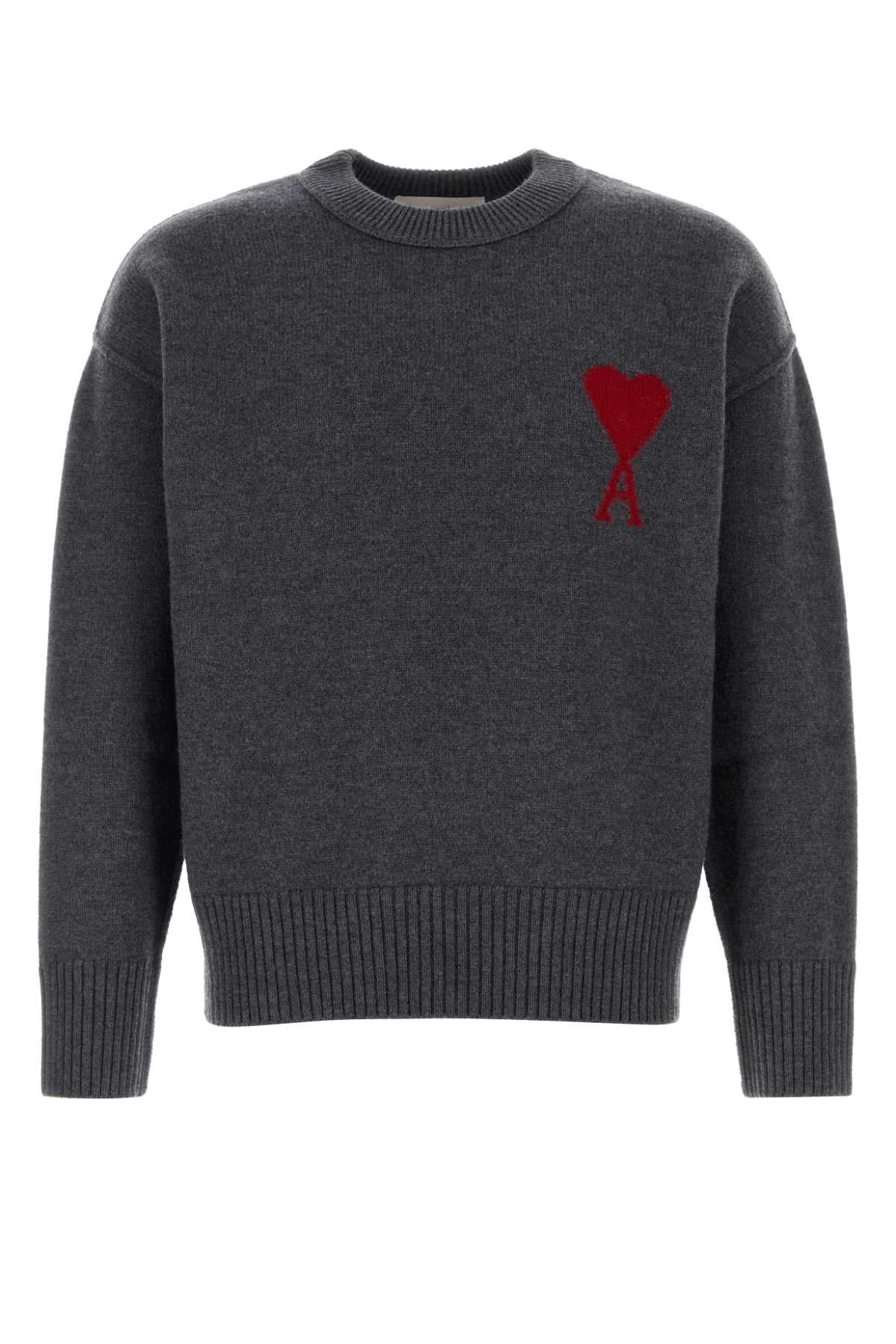 Embroidered Heart Sweater — Gray