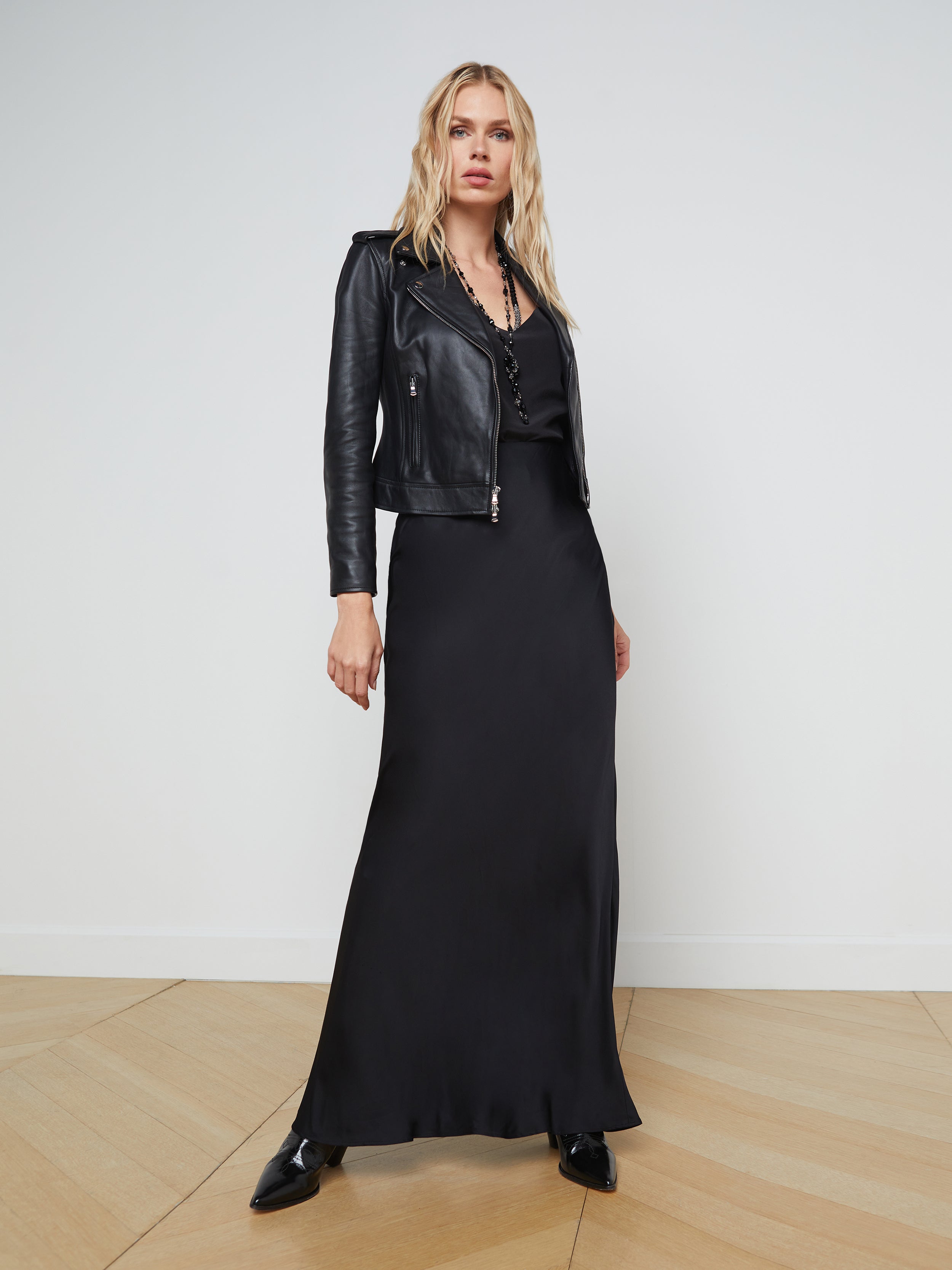 Leather Biker Jacket In Black