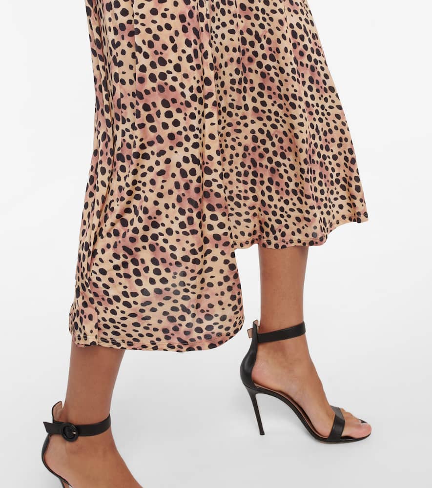 Cerise leopard-print midi dress