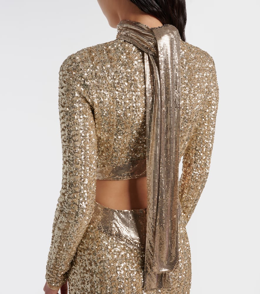 Sequined gathered gown
