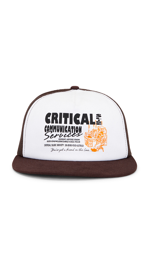 Critical Slide Communication Trucker Hat in Brown