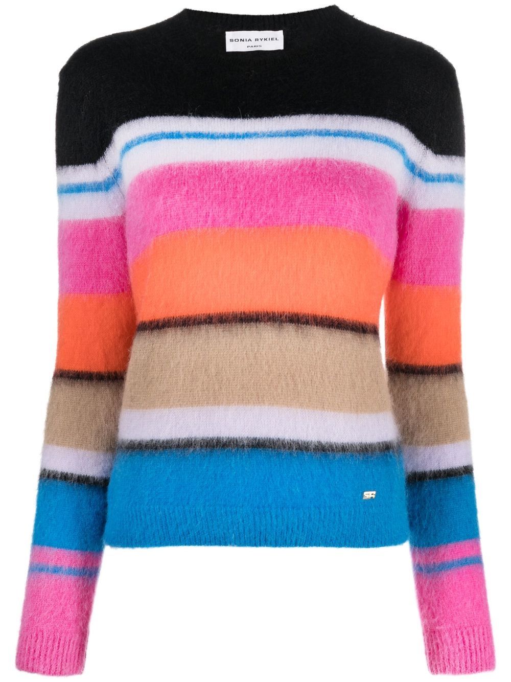 Striped crew neck jumper - Black