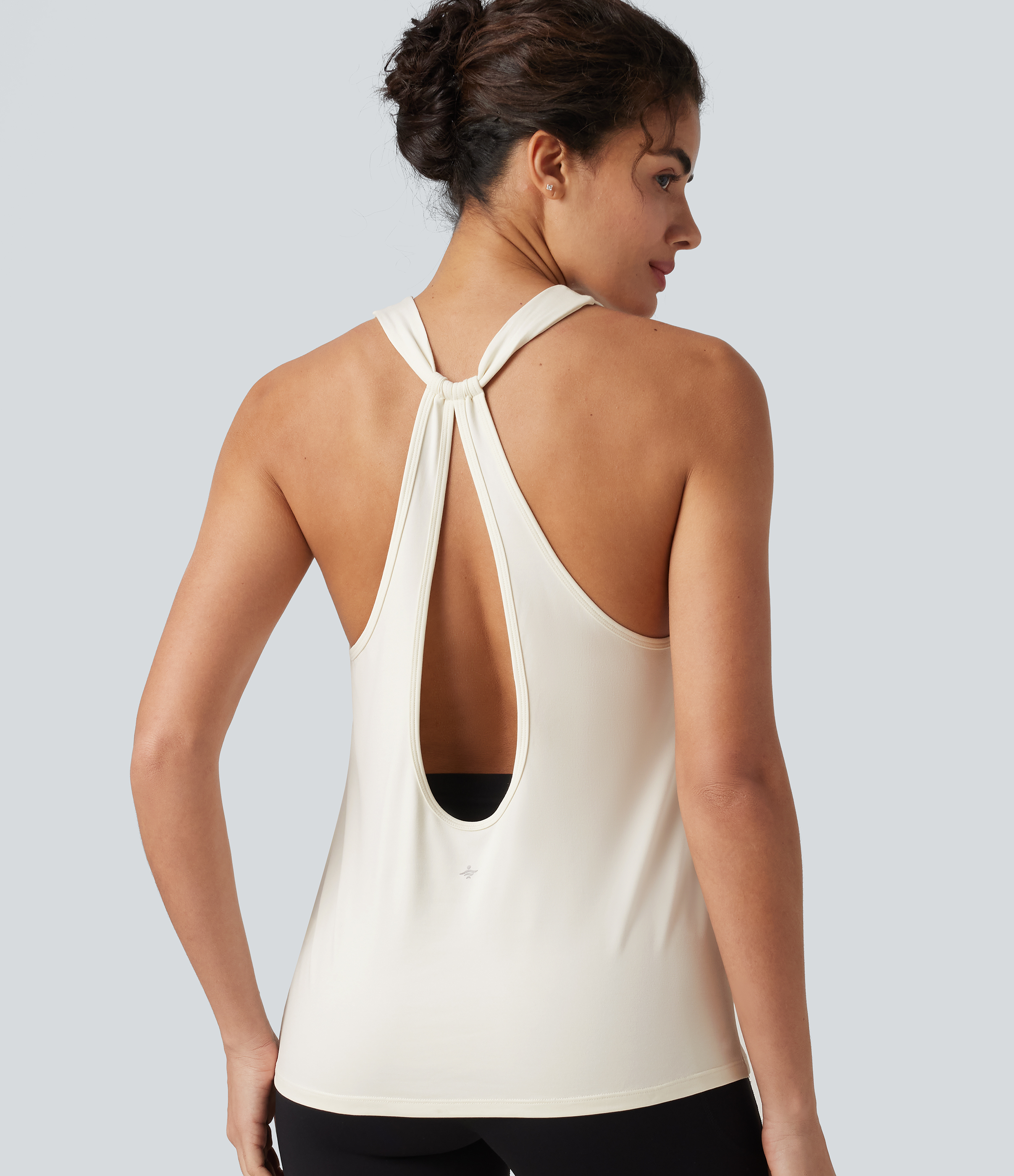 Cut-Out Back Slim Yoga Tank Top - Marshmallow