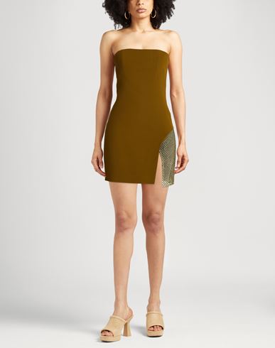 Woman Mini dress Khaki Size 6 Acetate, Viscose, Polyamide