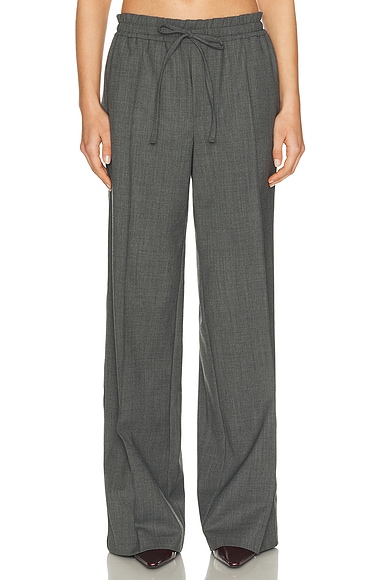 Helsa Wool Blend Drawcord Trousers in Medium Heather Grey. L also in M, S