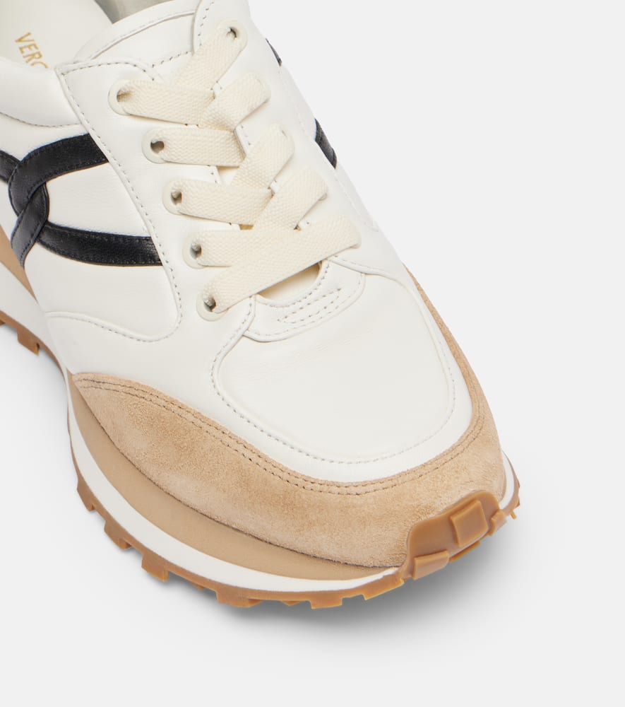 Valentina suede-trimmed leather sneakers