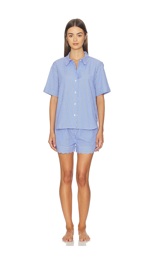 Polo Ralph Lauren Intimates Short Sleeve Scallop Short Set in Blue. - XXS also in XS, S, M