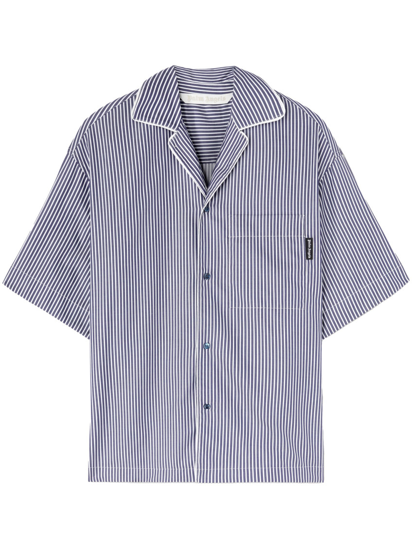 Logo-print striped shirt - Blue