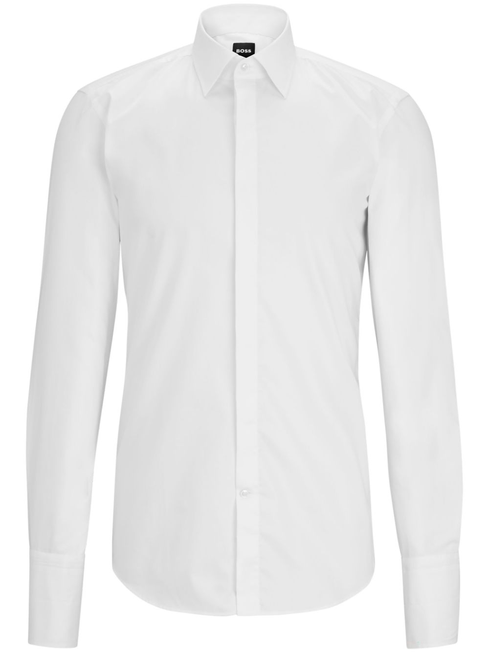 Spread-collar cotton shirt - White
