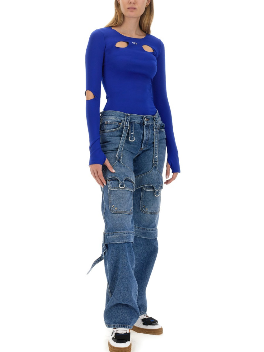 Cargo Zip straight-leg jeans - Blue