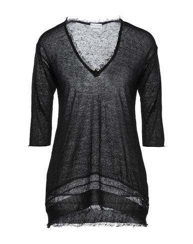 Woman Sweater Black Size 4 Linen, Viscose