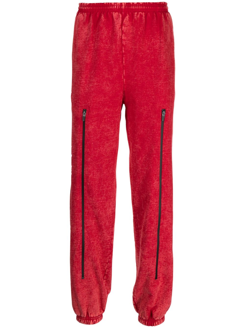 Zip-detail cotton straight-leg trousers - Red
