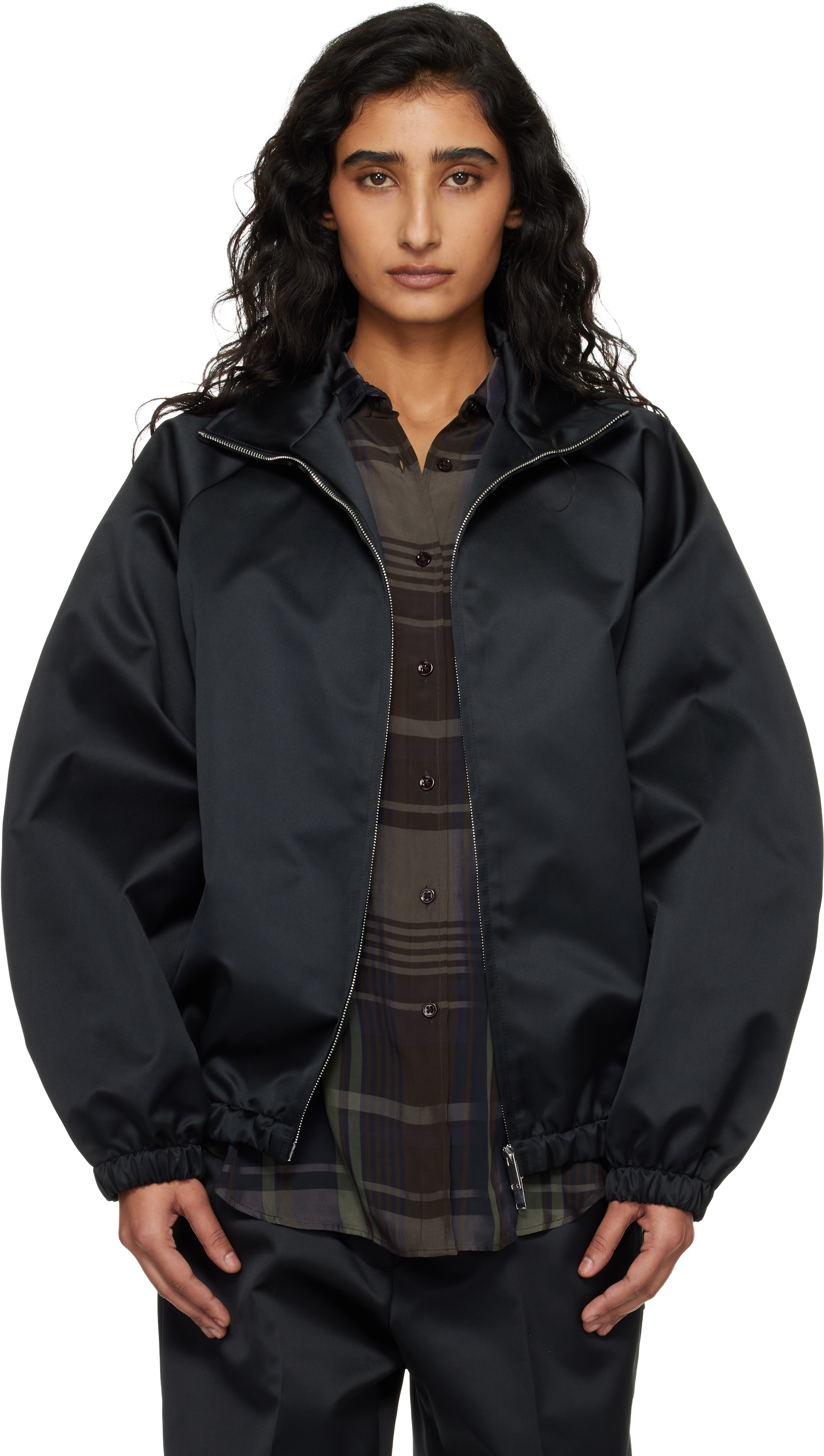 Black Baxter Satin Track Jacket