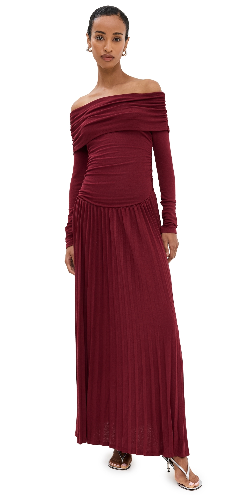 Field of Dreams Long Sleeve Maxi Dress Burgundy
