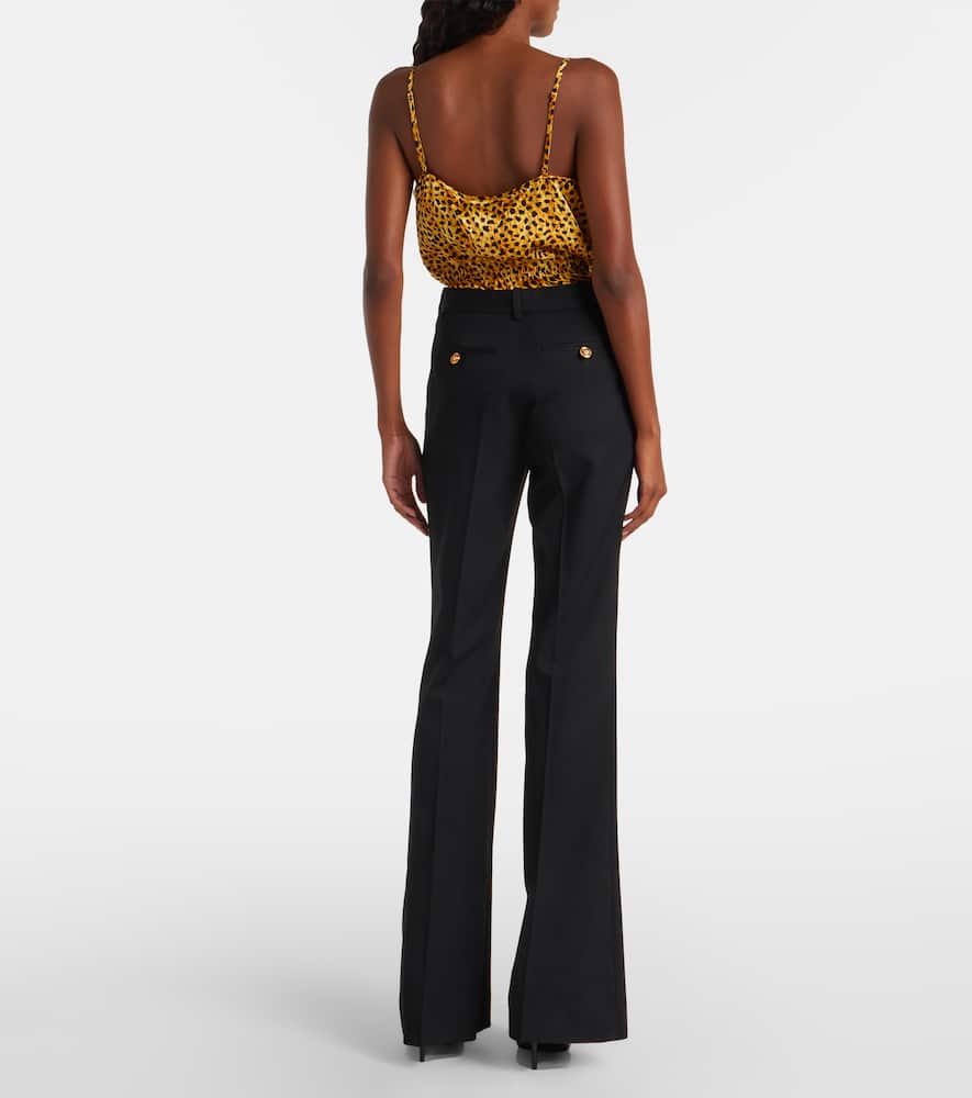 Leopard-print silk satin bodysuit