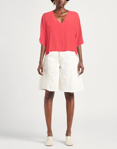 Woman Top Red Size 10 Acetate, Silk