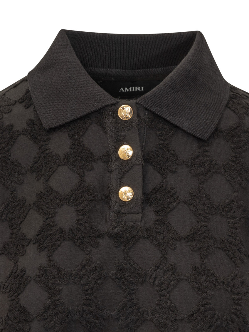 Black Geometric Shirt Collar Polo