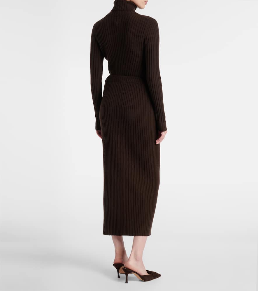 Ribbed-knit cashmere maxi skirt
