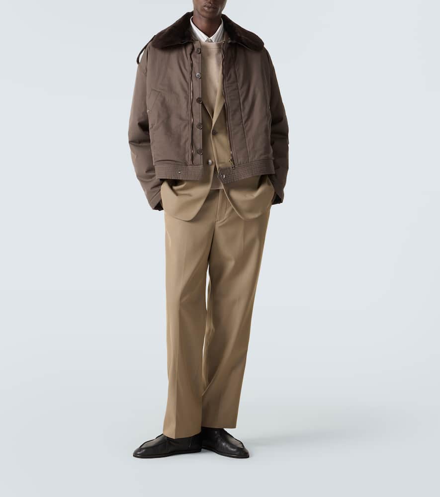 Shearling-trimmed cotton gabardine jacket