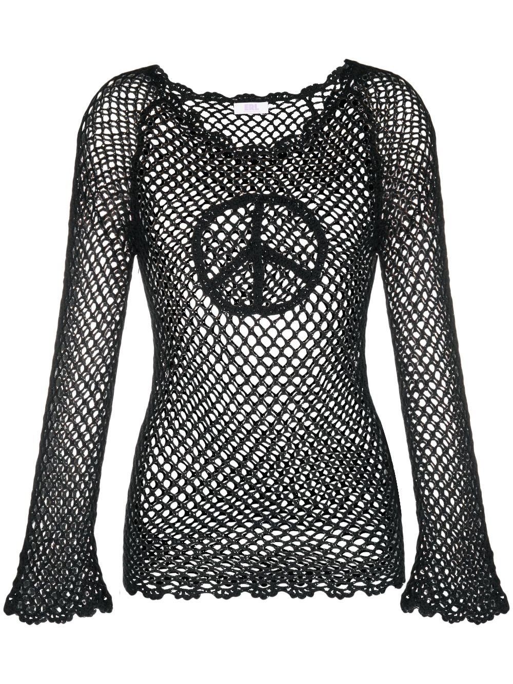 Fisherman's knit cotton top - Black