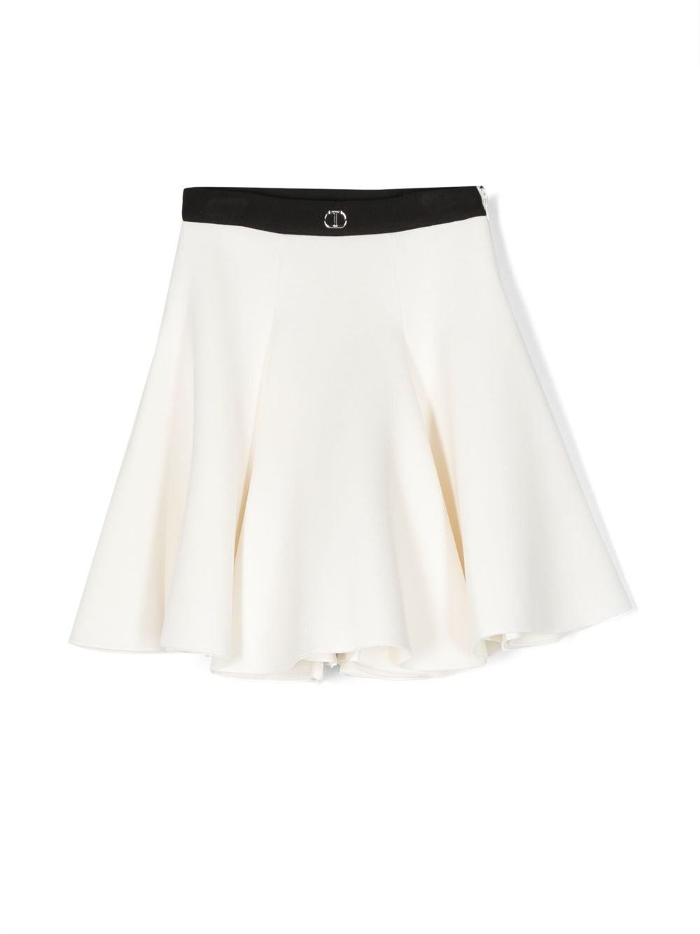 Logo-plaque flared skirt - White