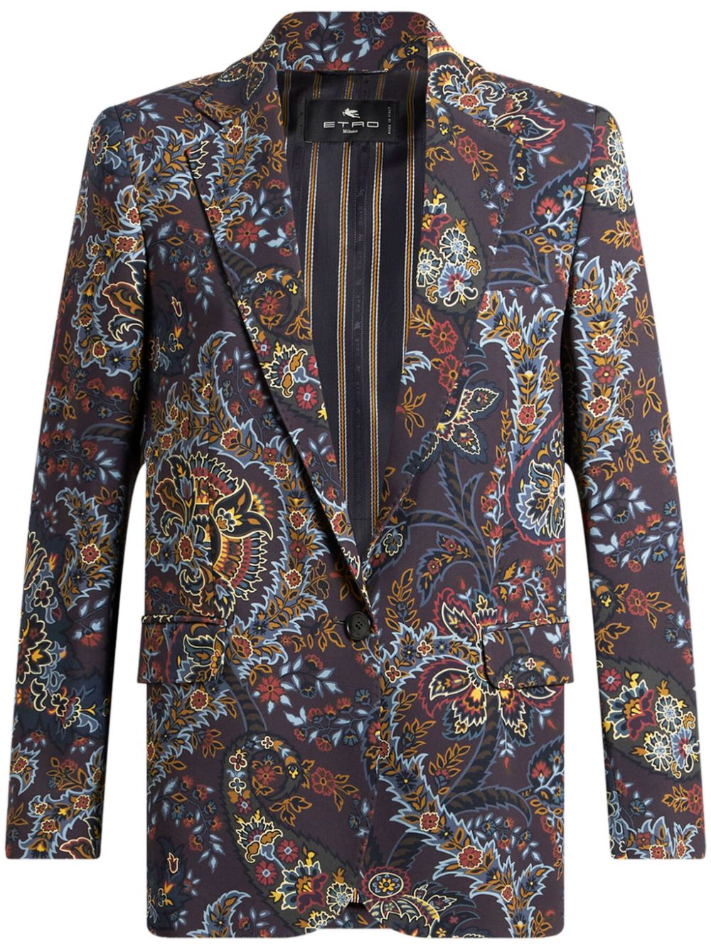 Paisley-print single-breasted blazer - Black