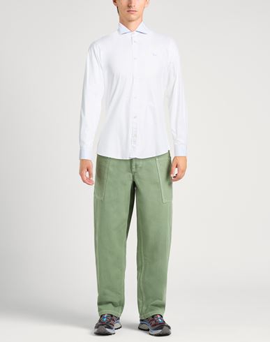 Man Shirt White Size M Cotton, Elastane