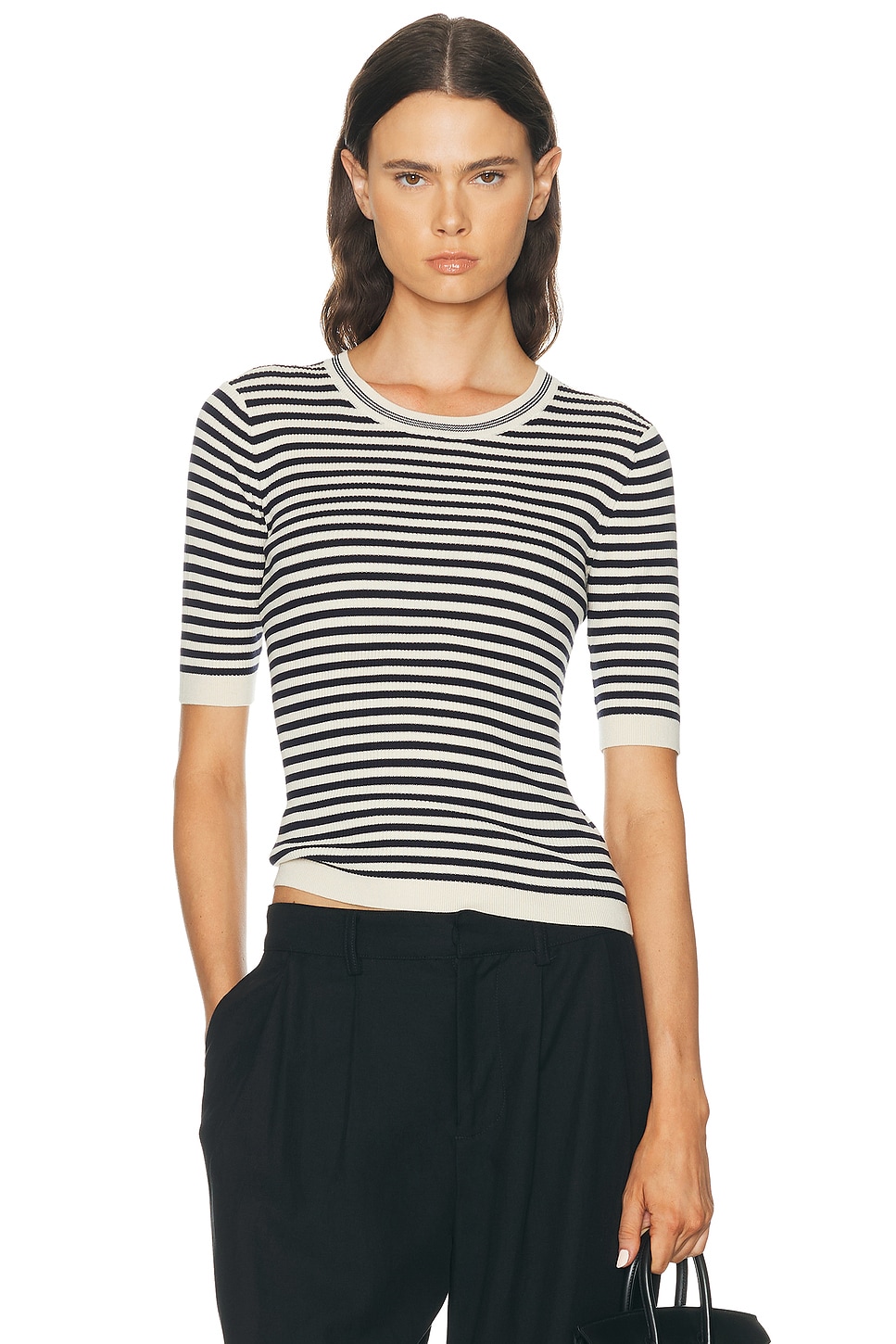FRAME The Cruise Sweater in Black,White. - S also in XS