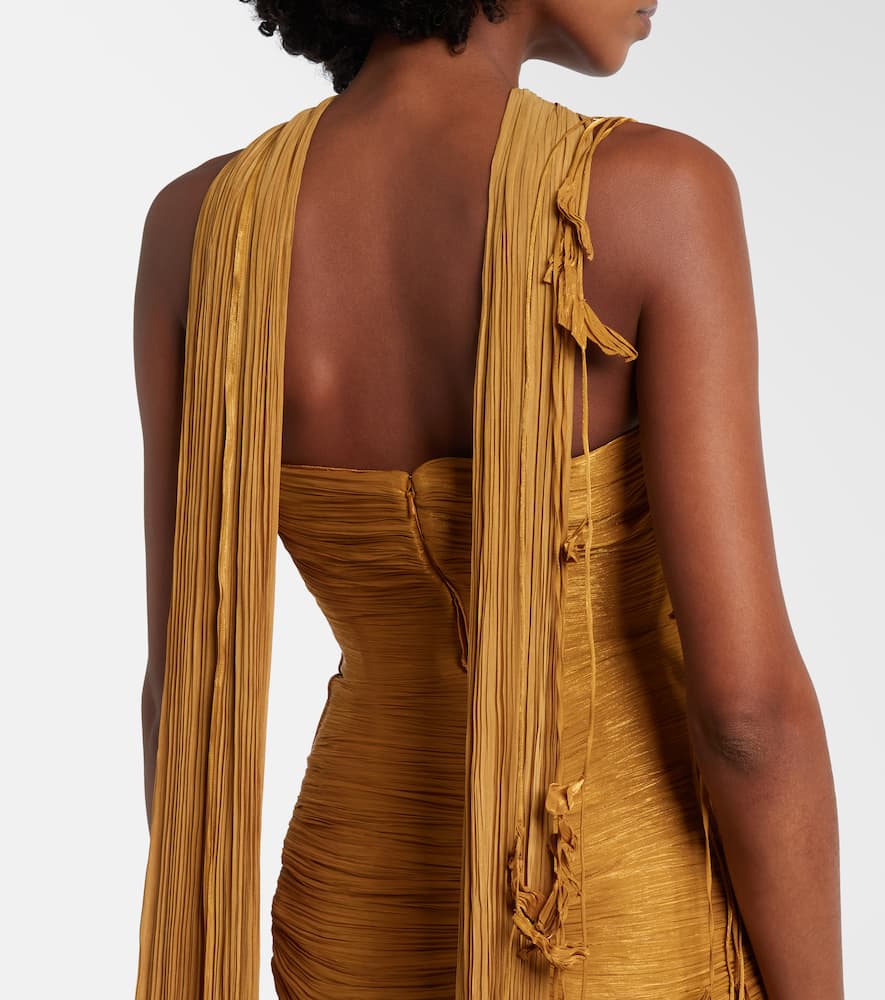 Peplum ruched gown