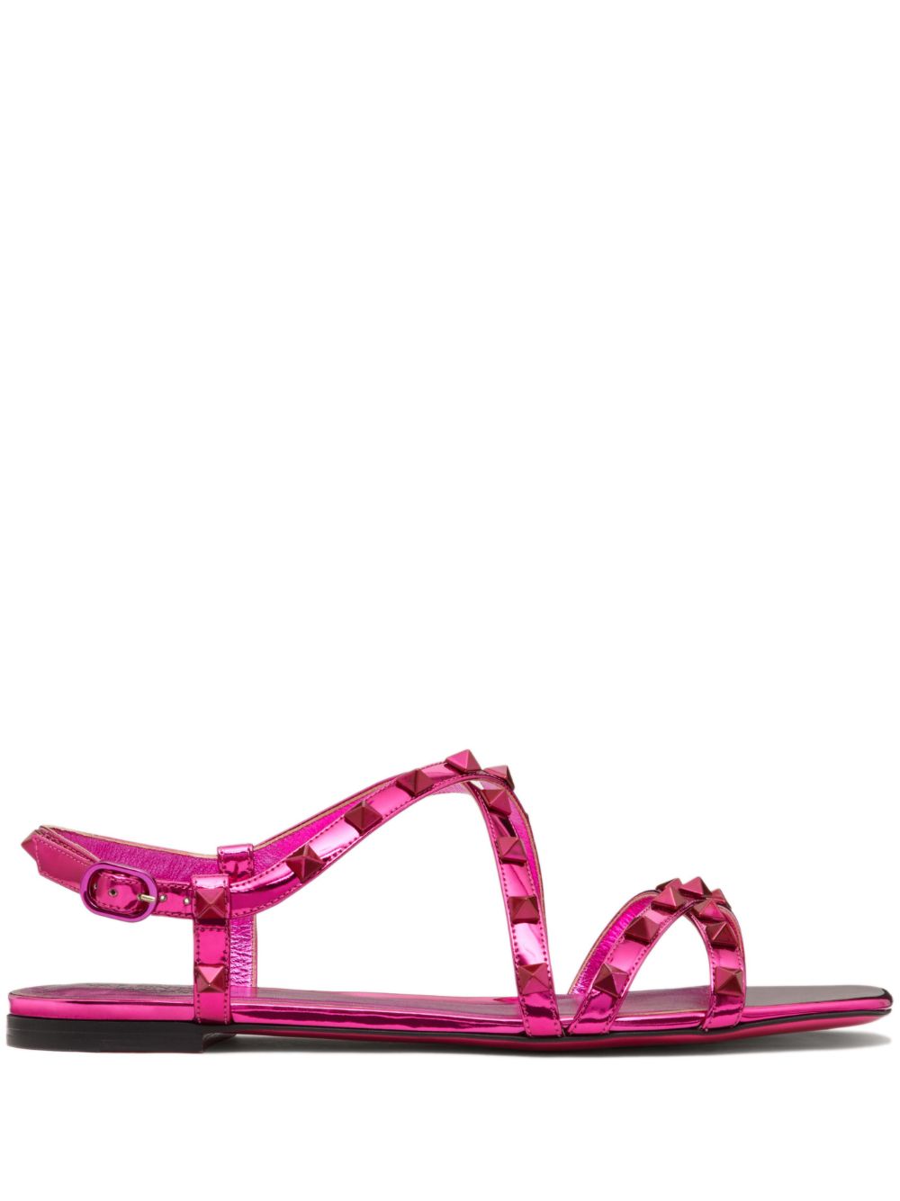 Rockstud crossover-strap sandals - Pink