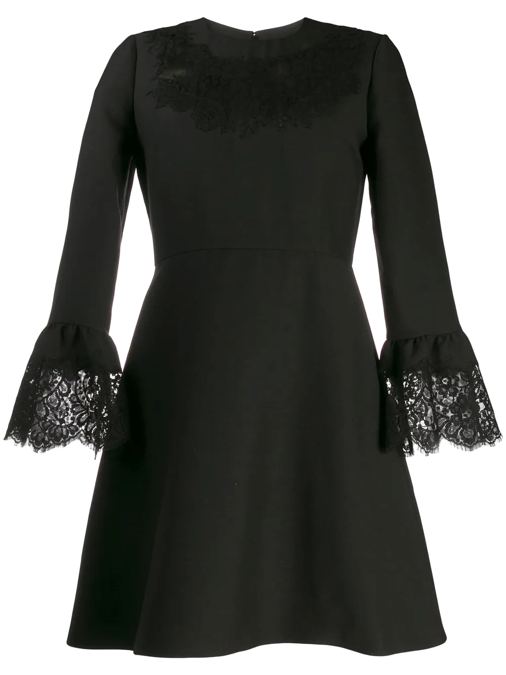 Lace-Insert Mini Dress — Black