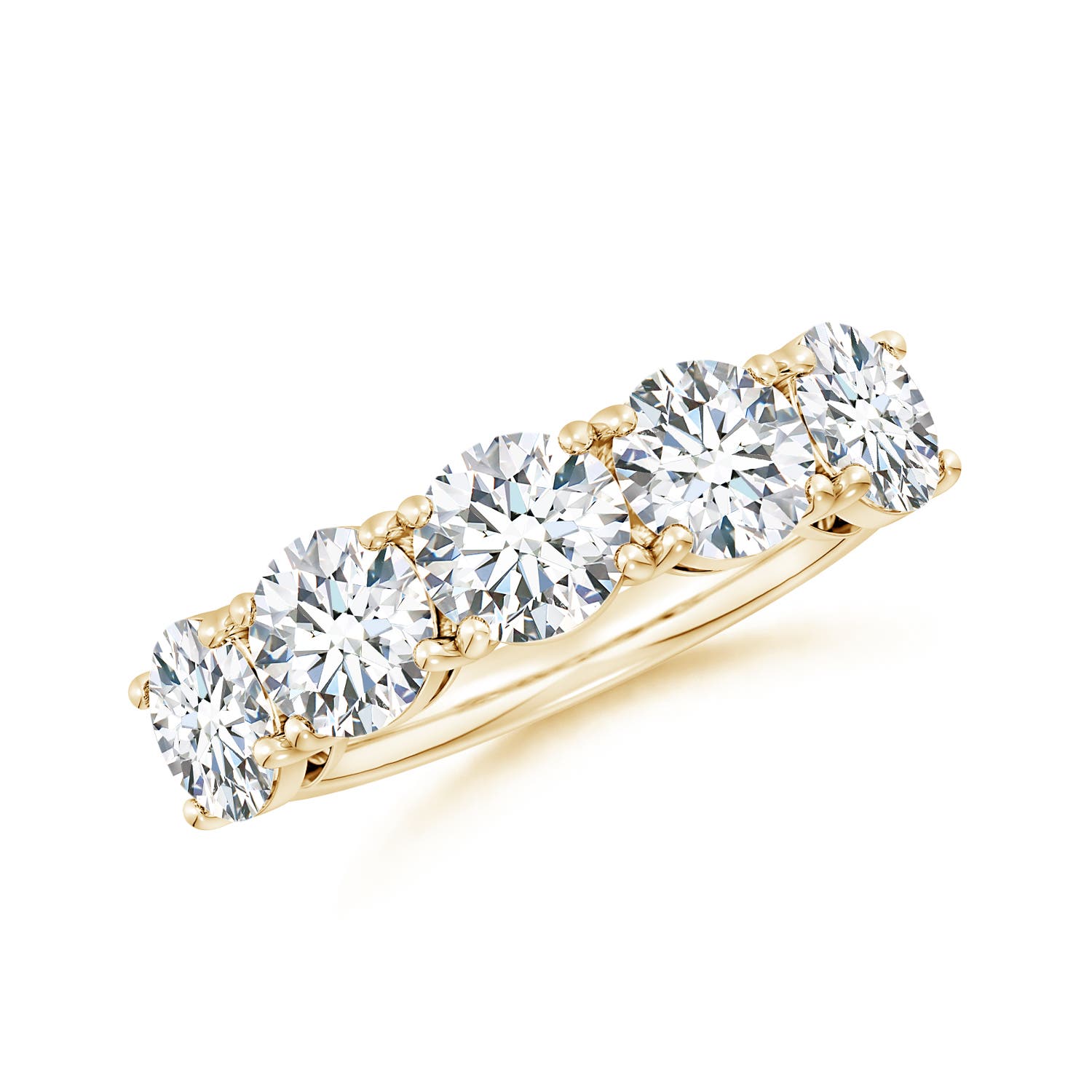 Angara 3.75 CTW Lab-Grown Round Diamond Five Stone Classic Anniversary Ring in 14K Yellow Gold