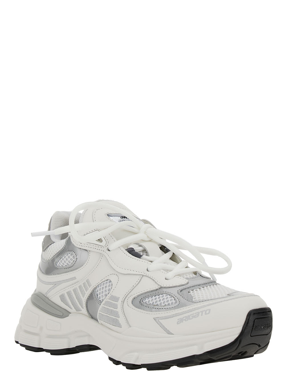 Marathon Ghost Runner White Low Top Sneakers With Reflectivce Details In Leather Blend Woman