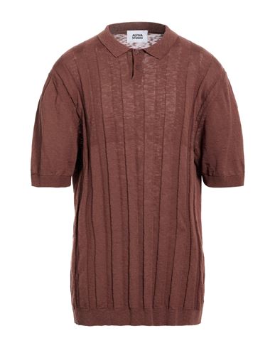 Man Sweater Chocolate brown Size 50 Cotton