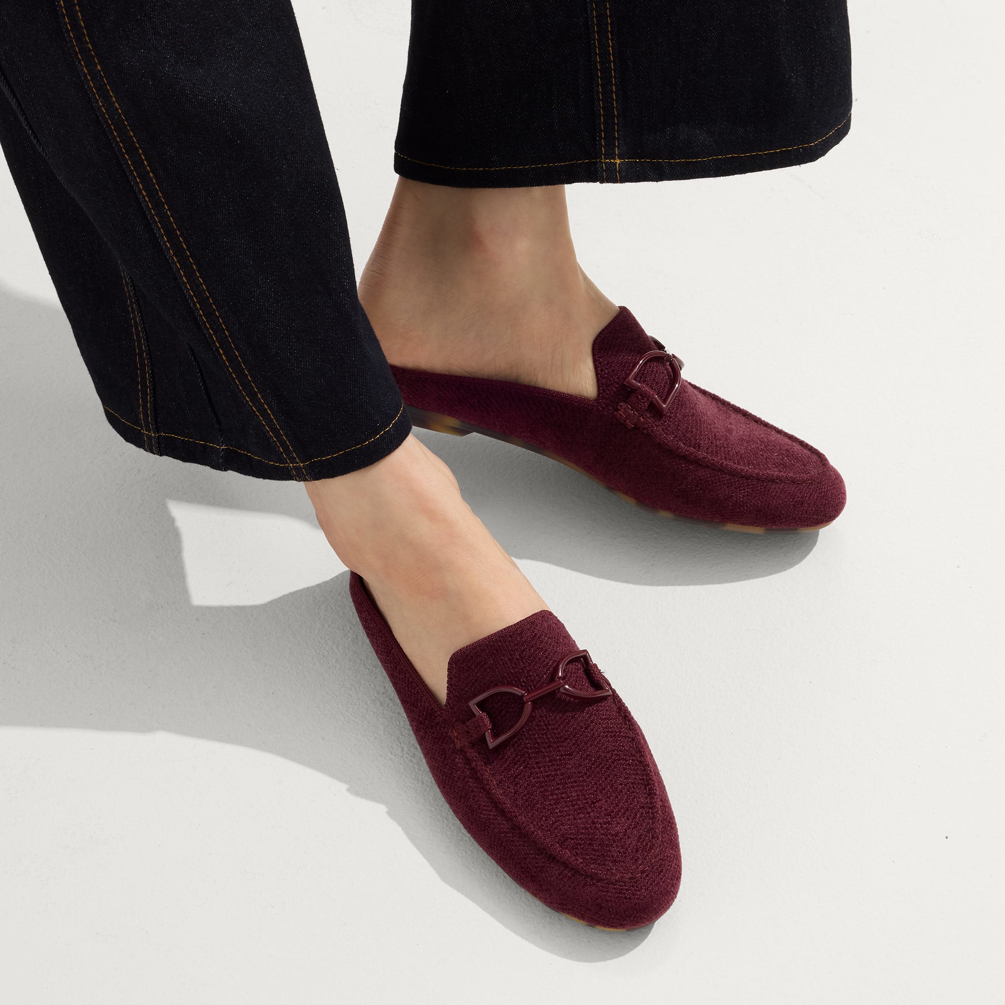 The ReVelvet Double Bit Loafer Mule in Red