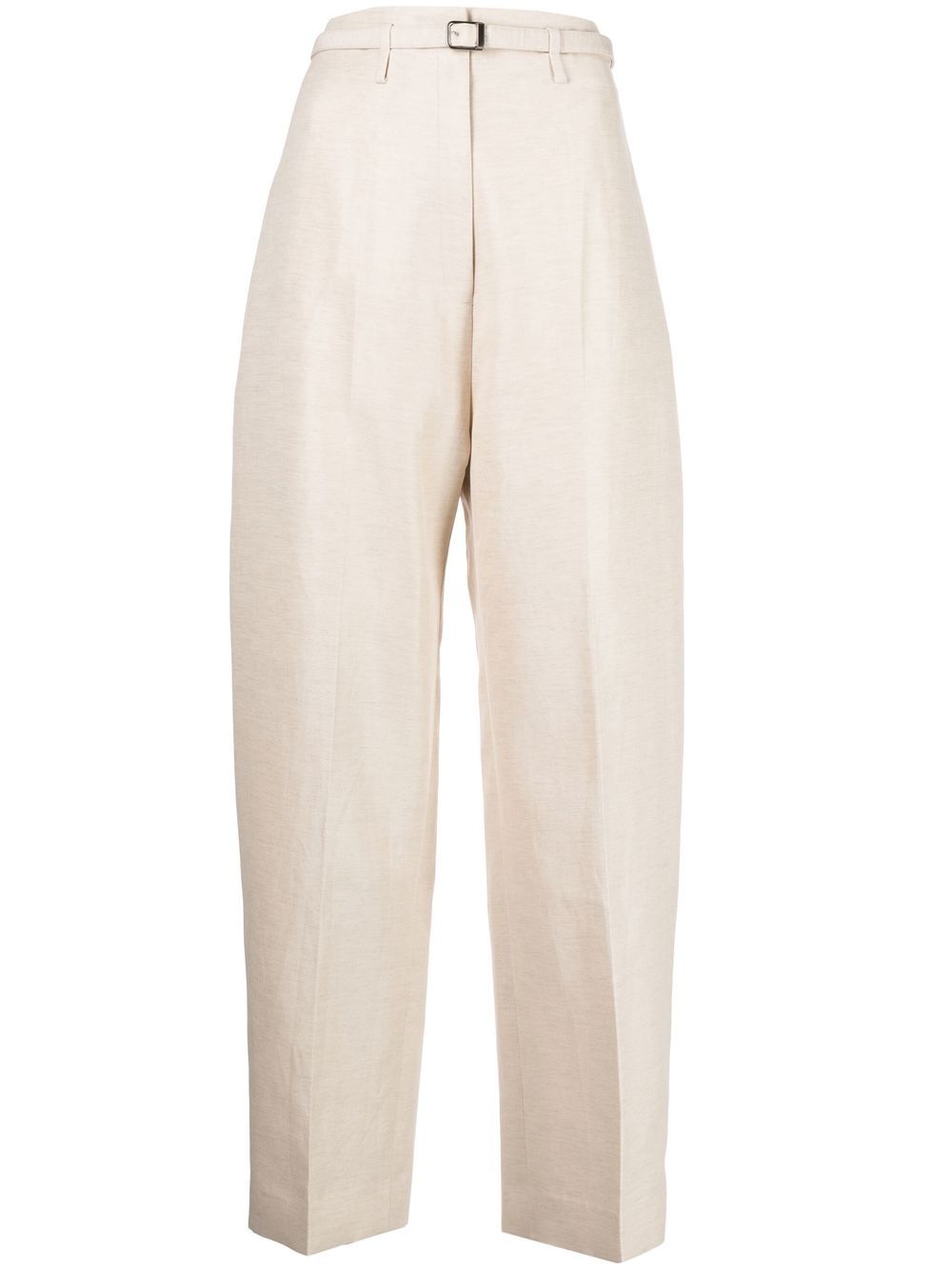 Tapered wool-linen trousers - White