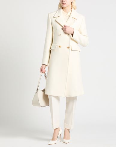 Woman Coat Ivory Size 8 Virgin Wool