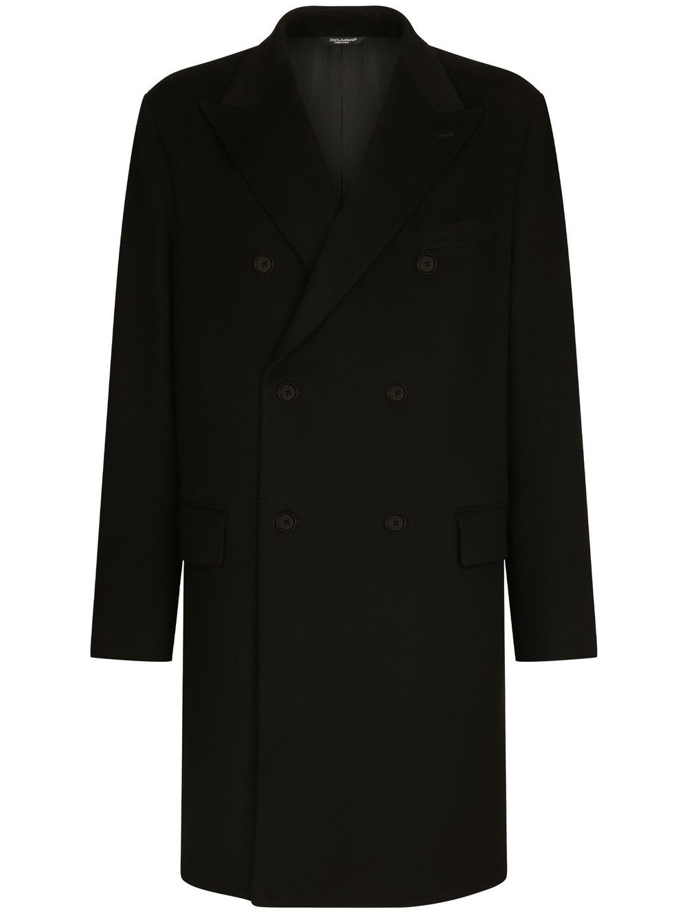 Double-breasted wool coat - Black