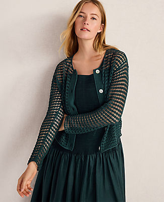Ann Taylor Haven Well Within Organic Cotton Pointelle Cardigan