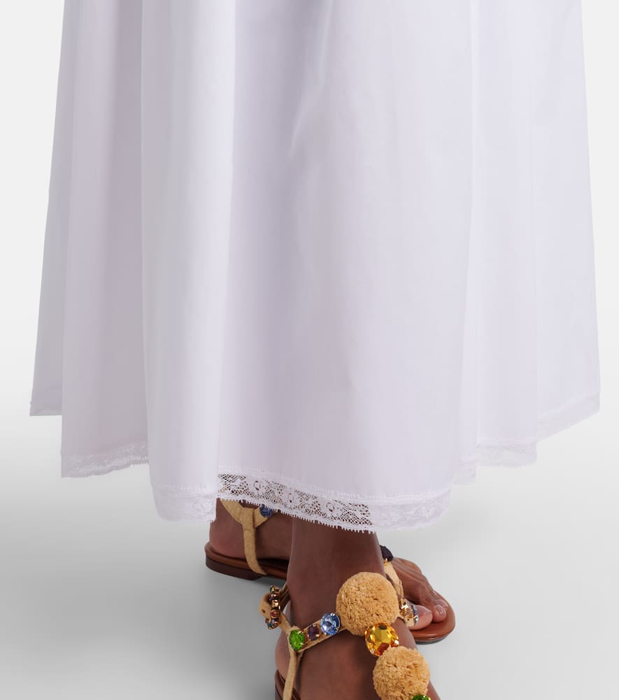 Cotton poplin midi skirt