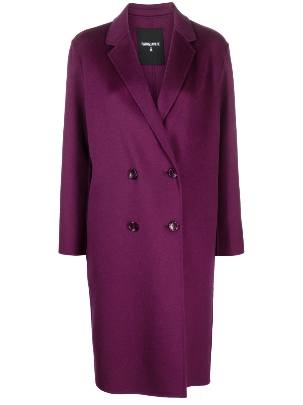 Double-breasted wool-blend coat - Purple