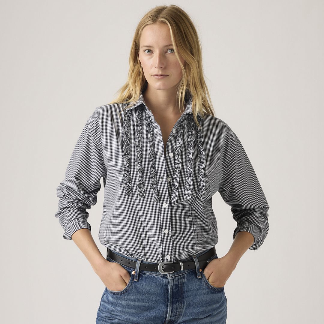 Harlie Novelty Ruffle Boyfriend Shirt