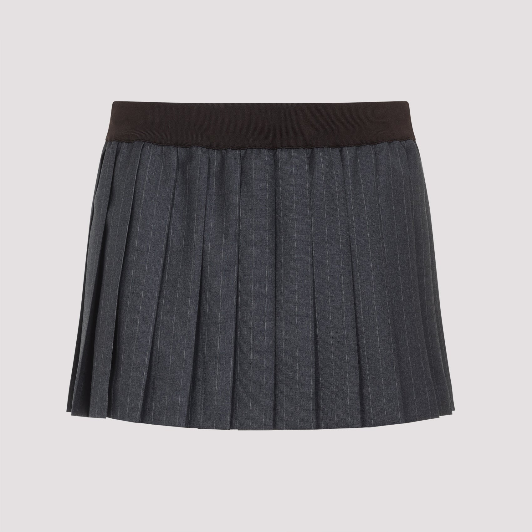 Pleated Pinstripe Miniskirt