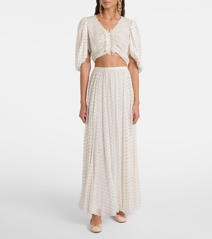 Chloé Jacquard silk-blend muslin crop top