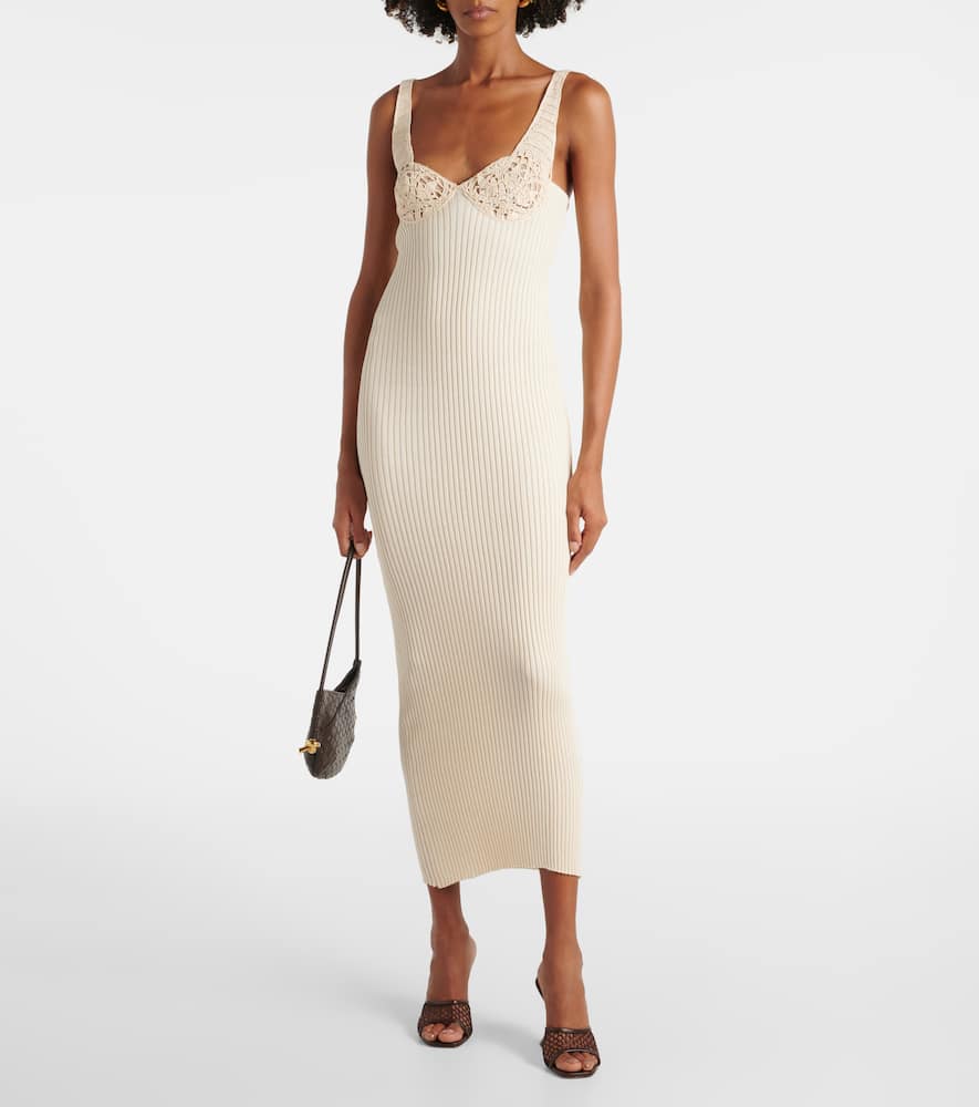 Ribbed-knit cotton midi dress