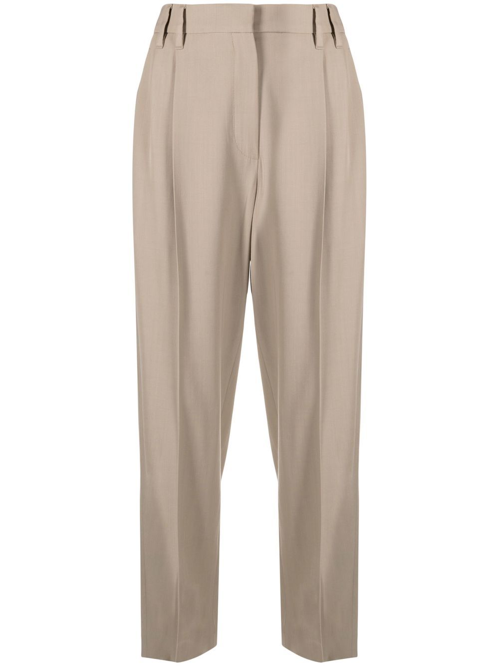 Tailored wool-blend trousers - Neutrals