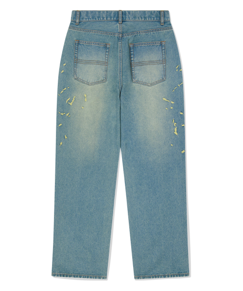 EMB SPLATTER DENIM PANT BLUE