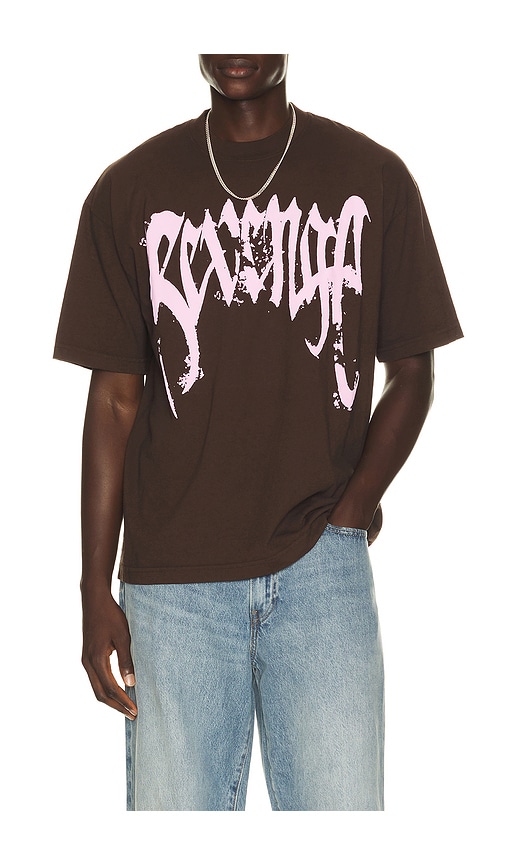 Revenge St. Michael Tee in Brown. M. Also in S, L, XL/1X
