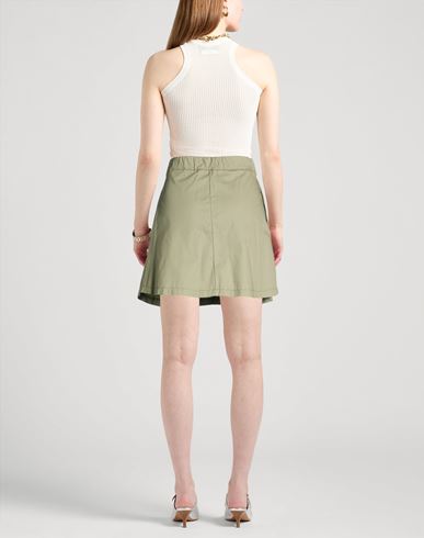 Woman Mini skirt Sage green Size S Cotton, Elastane