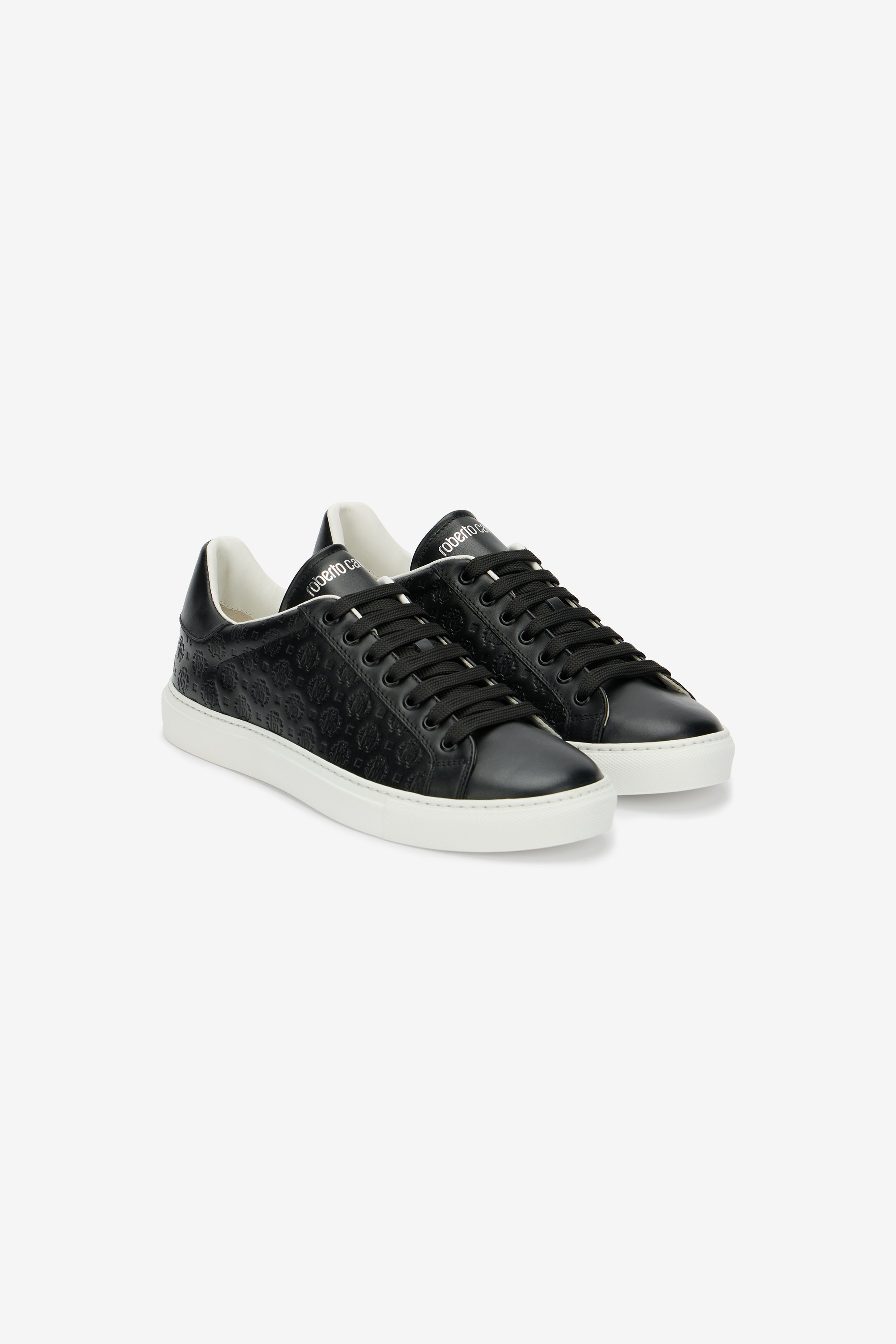 Black Leather Sneaker With Monogram Rc